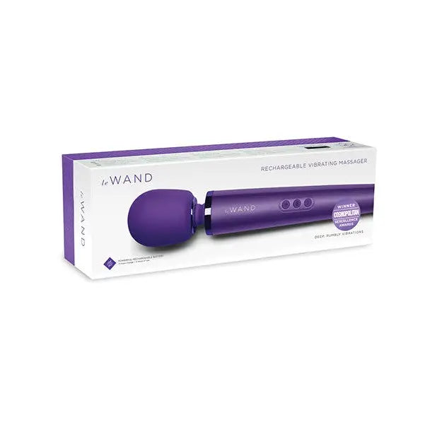 Box of Le Wand Rechargeable Massager - Black next to wand rechargeable massager