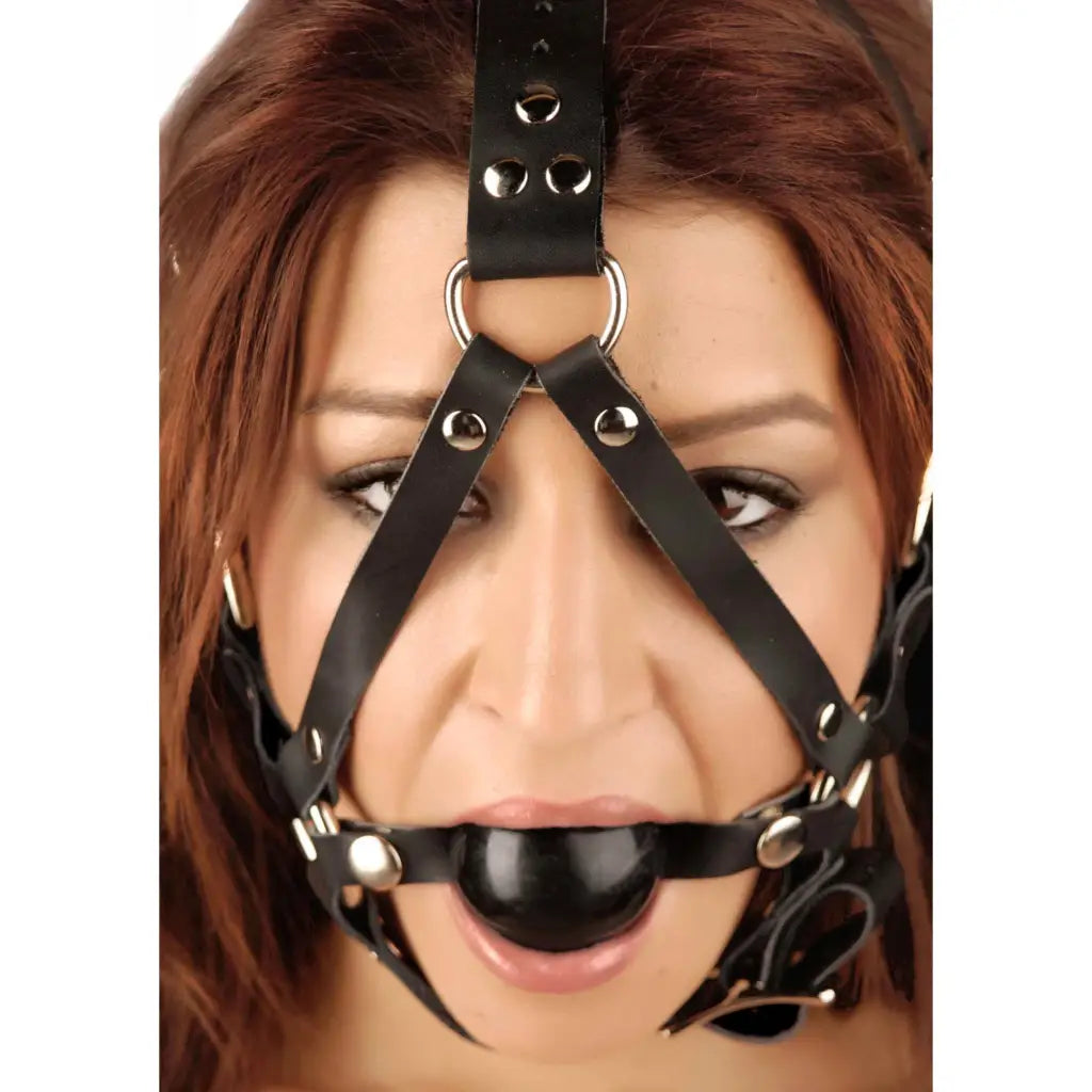 Strict Leather Ball Gag Leather Ball Gag Harness at the Haus of Shag