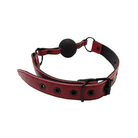 Leather Ball Gag with Black Rubber Ball-Burgundy - Ball Gag