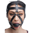 Master Series Ball Gag Leather Head Harness With Ball Gag at the Haus of Shag