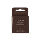 Packaging of LEX eyeliners displayed alongside LELO HEX Respect XL Latex Condoms