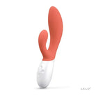 LELO INA 3 Rechargeable Dual Stimulator, coral and white personal massager device