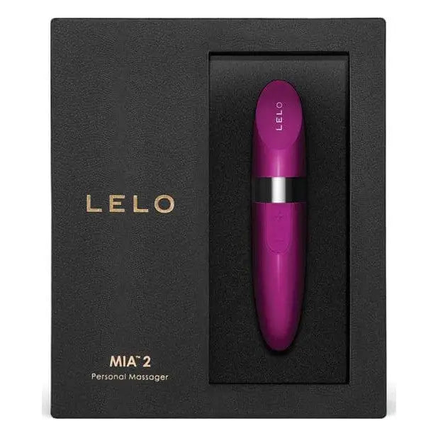 LELO MIA 2 discreet lipstick vibrator - purple lipstick in black box, USB rechargeable