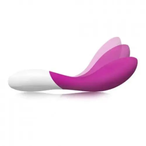 Pink and white chair with LELO MONA Wave Curling G-Spot Vibrator on a white background