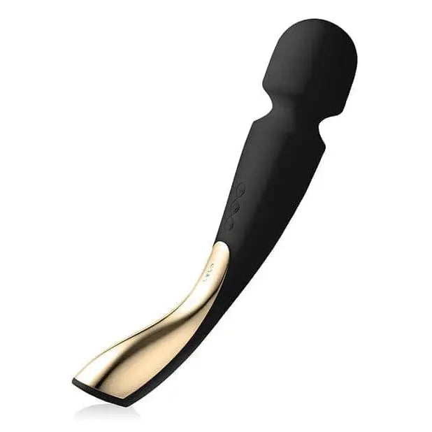 Gold and black LELO SMART Wand 2 (Large) with sleek gold handle for a steadier grip