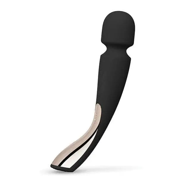 LELO SMART Wand 2 (Medium) - Black Silicon Compact Massager on White Background