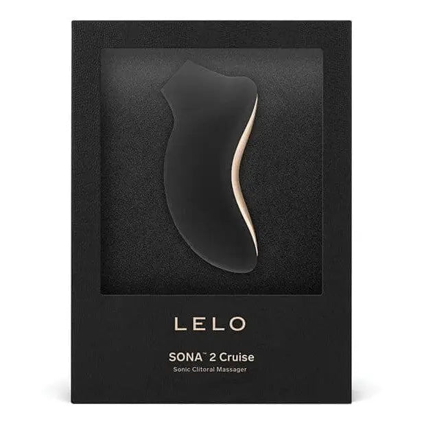 Black box with black and gold logo holding Lelo SONA 2 Cruise Sonic Stimulator