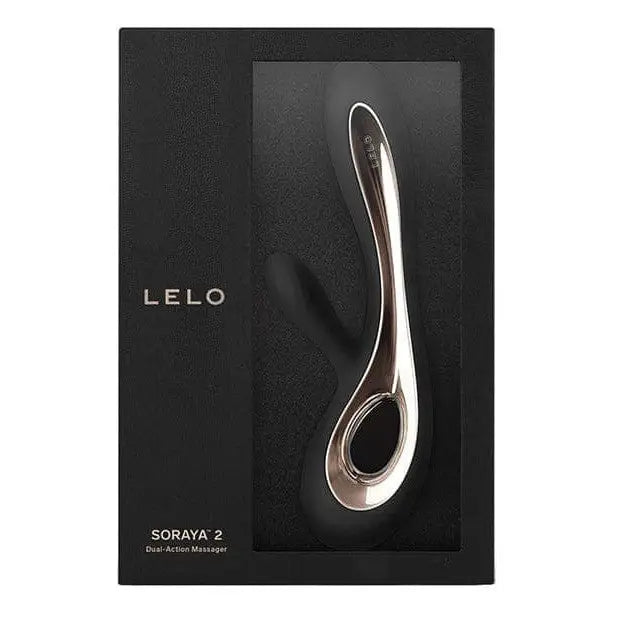 LELO Soraya 2 Luxurious Rabbit Vibrator - Elegant black box with silver handle