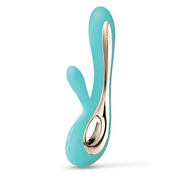 LELO Soraya 2 Luxurious Rabbit Vibrator with a blue and gold colored spoon handle