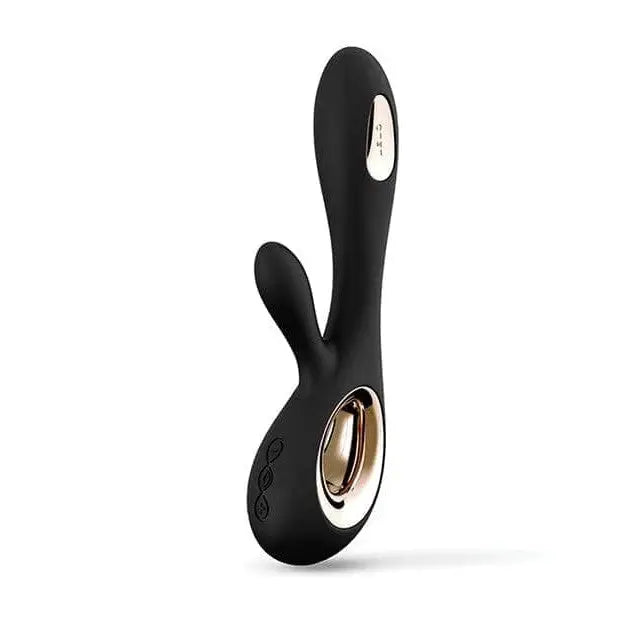 Black and gold LELO SORAYA WAVE Ultra Luxurious Rabbit Vibrator on display