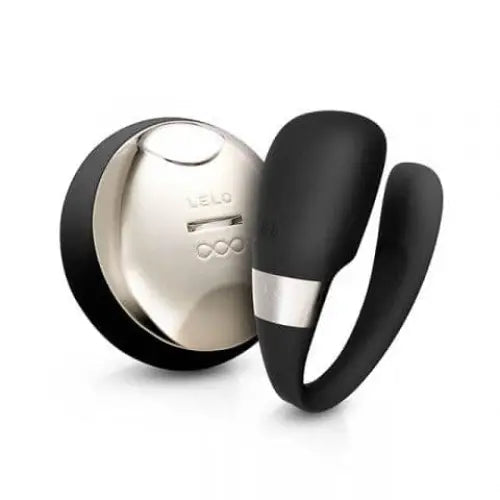 Black silicon ring of LELO TIANI 3 wearable couples vibrator on a white background