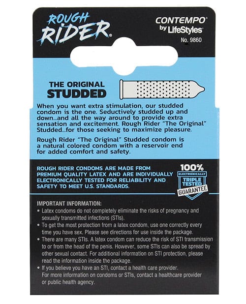 LifeStyles Condoms 3 / Regular Lifestyles Rough Rider Studded Condom Pack - Pack Of 3 at the Haus of Shag