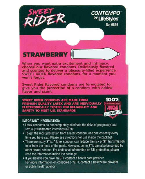LifeStyles Condoms Regular / 3 Lifestyles Sweet Rider Condoms - Strawberry Pack Of 3 at the Haus of Shag