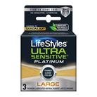 Lifestyles Ultra Sensitive Platinum Large 3pk - Condoms