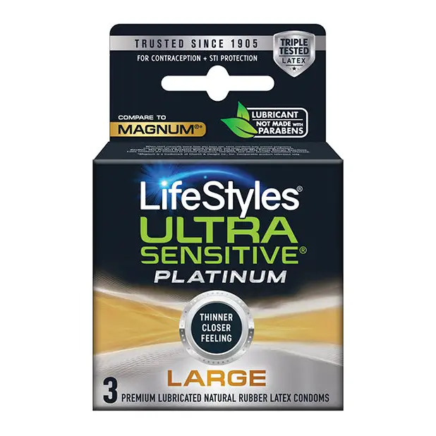 Lifestyles Ultra Sensitive Platinum Large 3pk - Condoms