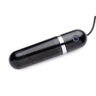 Lightning Stroke silicone stroker with black bullet-shaped vibrator and silver band cord