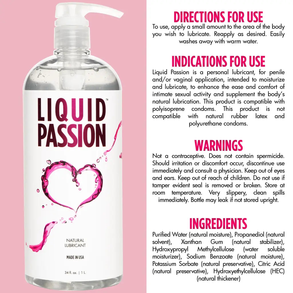 Liquid Passion Natural Lubricant - 34oz - Water Based Lubricant