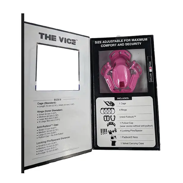 Locked In Lust The Vice Standard box with TWE earphones and anti pullout vice chastity device