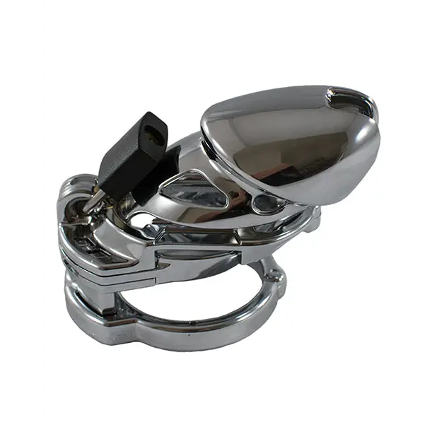 Chrome plated ’Locked In Lust The Vice Standard’ with black handle - anti pullout chastity