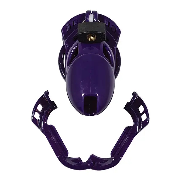 Locked In Lust The Vice Standard - Purple Helmet with Black Face Mask for Inescapable Chastity