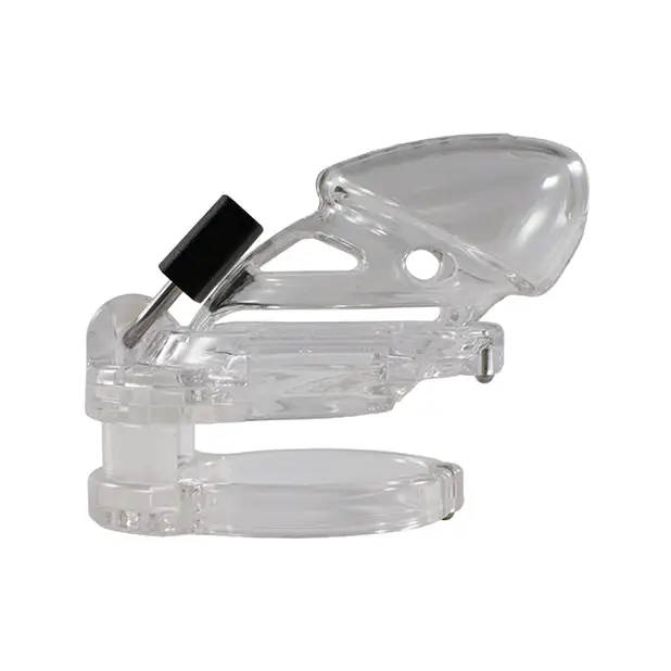 Clear glass and black ash holder for Locked In Lust The Vice Standard anti pullout chastity