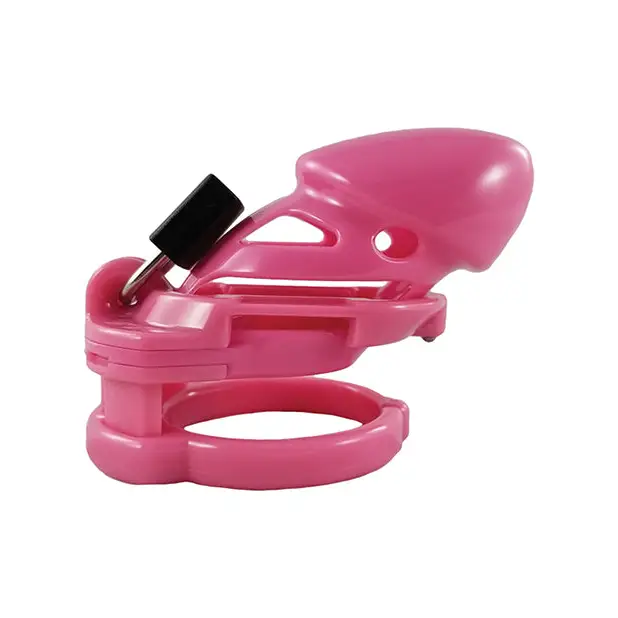 A pink plastic bottle holder with a black lid from Locked In Lust The Vice Standard anti pullout