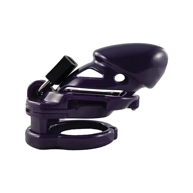 The purple bike seat is attached to the Vice Standard, ensuring inescapable chastity