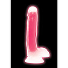 Lollicock Glow-in-the-Dark Silicone Dildo w/ Balls 7in Pink - Realistic Dildo