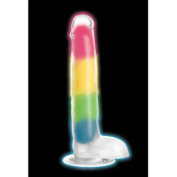 Lollicock Glow-in-the-Dark Silicone Dildo w/ Balls 7in Pink - Realistic Dildo