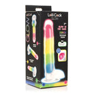 Lollicock Glow-in-the-Dark Silicone Dildo w/ Balls 7in Pink - Rainbow - Realistic Dildo