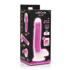 Lollicock Glow-in-the-Dark Silicone Dildo with Balls in retail box, Pink, 7in