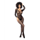 Long Sleeved All Over Fishnet Body Stocking Black - Bodystocking