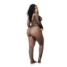 Long Sleeved All Over Fishnet Body Stocking Black - Bodystocking