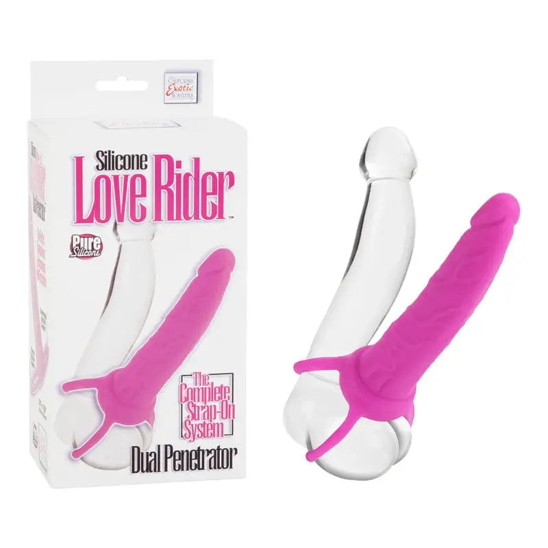 CalExotics Sextoys for Couples Pink Love Riders Dual Penetrator Silicone at the Haus of Shag