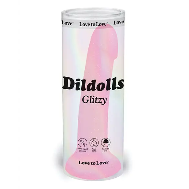 Love to Love Dildolls Glitzy 7 in. Silicone Dildo Pink Glitter - Realistic Dildo