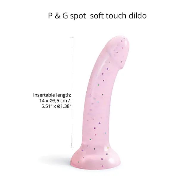 Love to Love Dildolls Starlight 6 in. Silicone Dildo with Multicolor Star Glitter Pink - Realistic Dildo