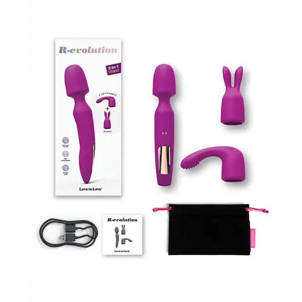 Love to Love R-evolution Rechargeable 3-in-1 Wand Vibrator Sweet Orchid - Rabbit