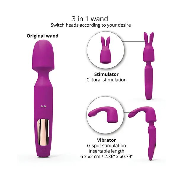 Love to Love R-evolution Rechargeable 3-in-1 Wand Vibrator Sweet Orchid - Rabbit