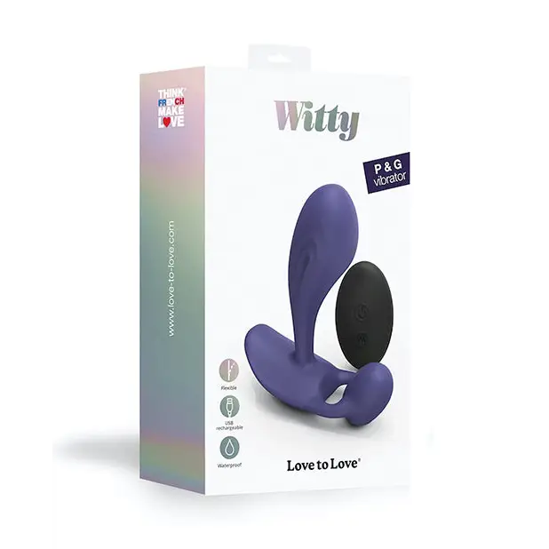 Love to Love Witty Rechargeable Remote-Controlled Silicone P & G Vibrator Midnight Indigo - Powered Butt Plug