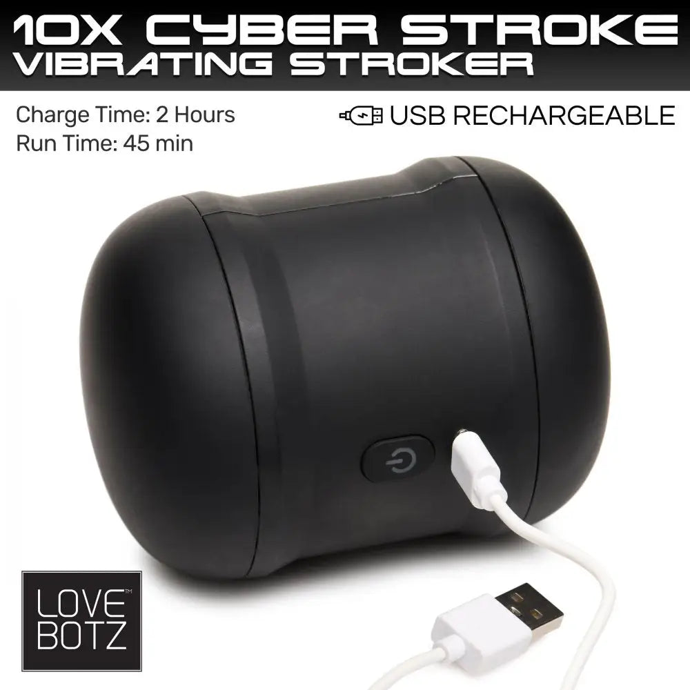 LoveBotz 10X Cyber Stroke Vibrating Masturbator - mini vibrating double stroker with USB