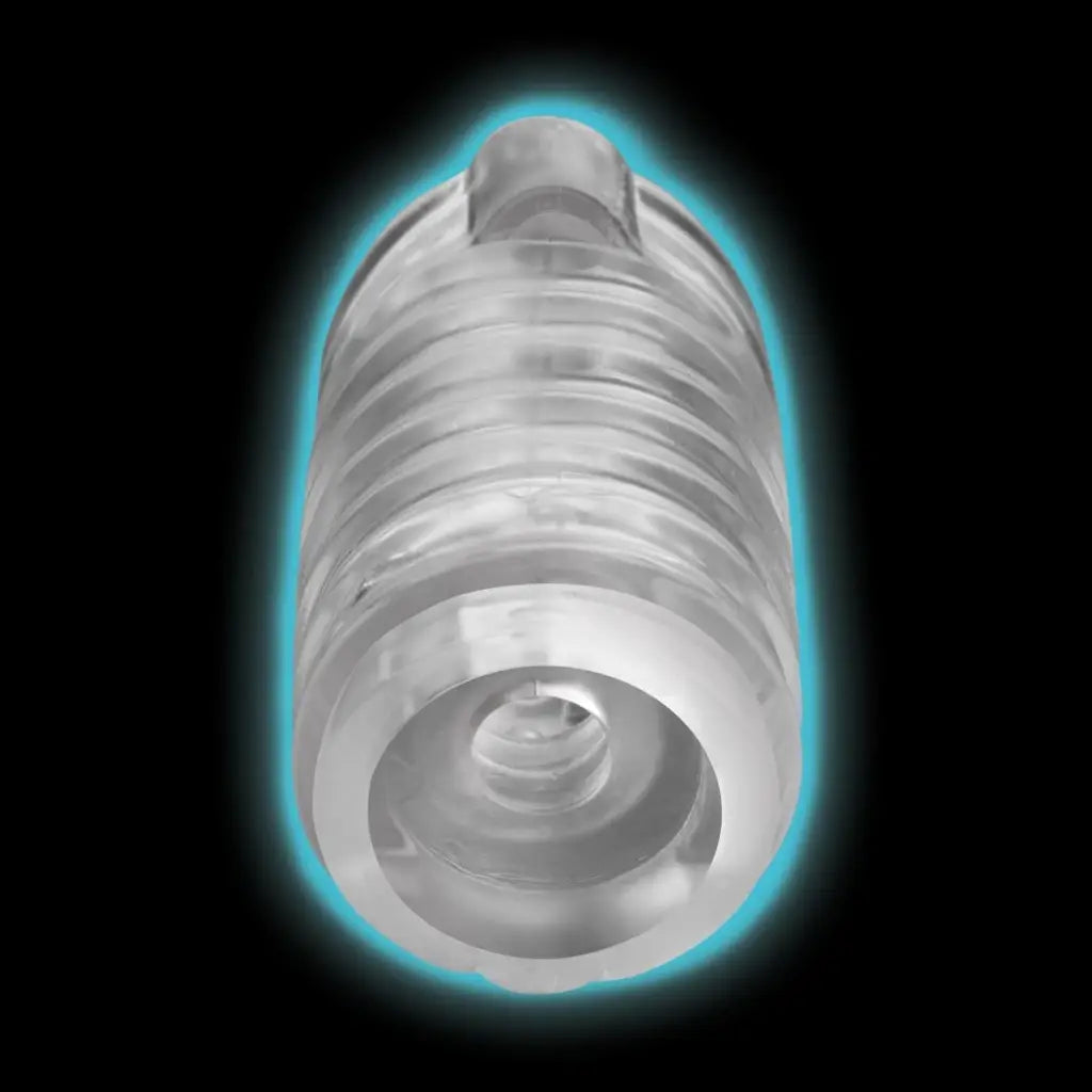 Spiral-shaped cylindrical light bulb with blue aura from LoveBotz 19x Mini Handheld Milker