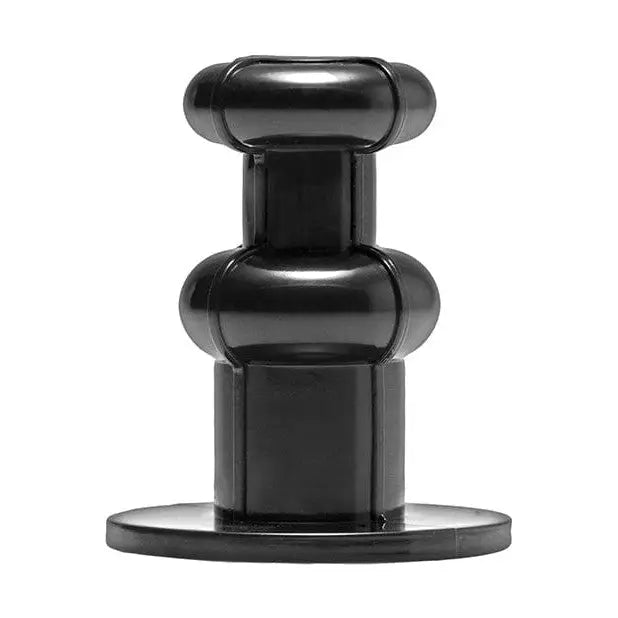 LoveBotz dildo adapter: Black plastic knob with metal base for sex machine attachment