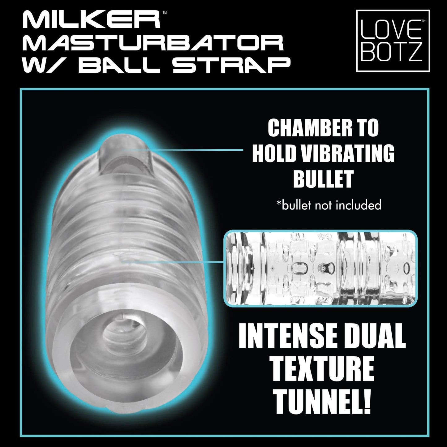 LoveBotz Manual Stroker Milker Masturbator With Ball Strap at the Haus of Shag