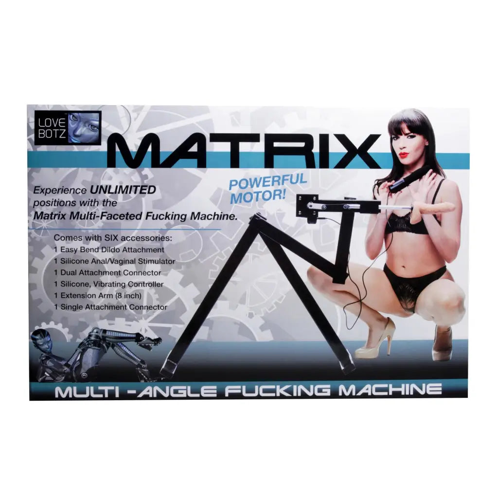 Close-up of woman with LoveBotz Matrix Multi-Angle Sex Machine in a bikini