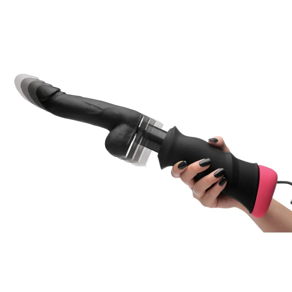 LoveBotz Thrusting Machine Black LoveBotz Mega-Pounder Hand-Held Thrusting Silicone Dildo at the Haus of Shag