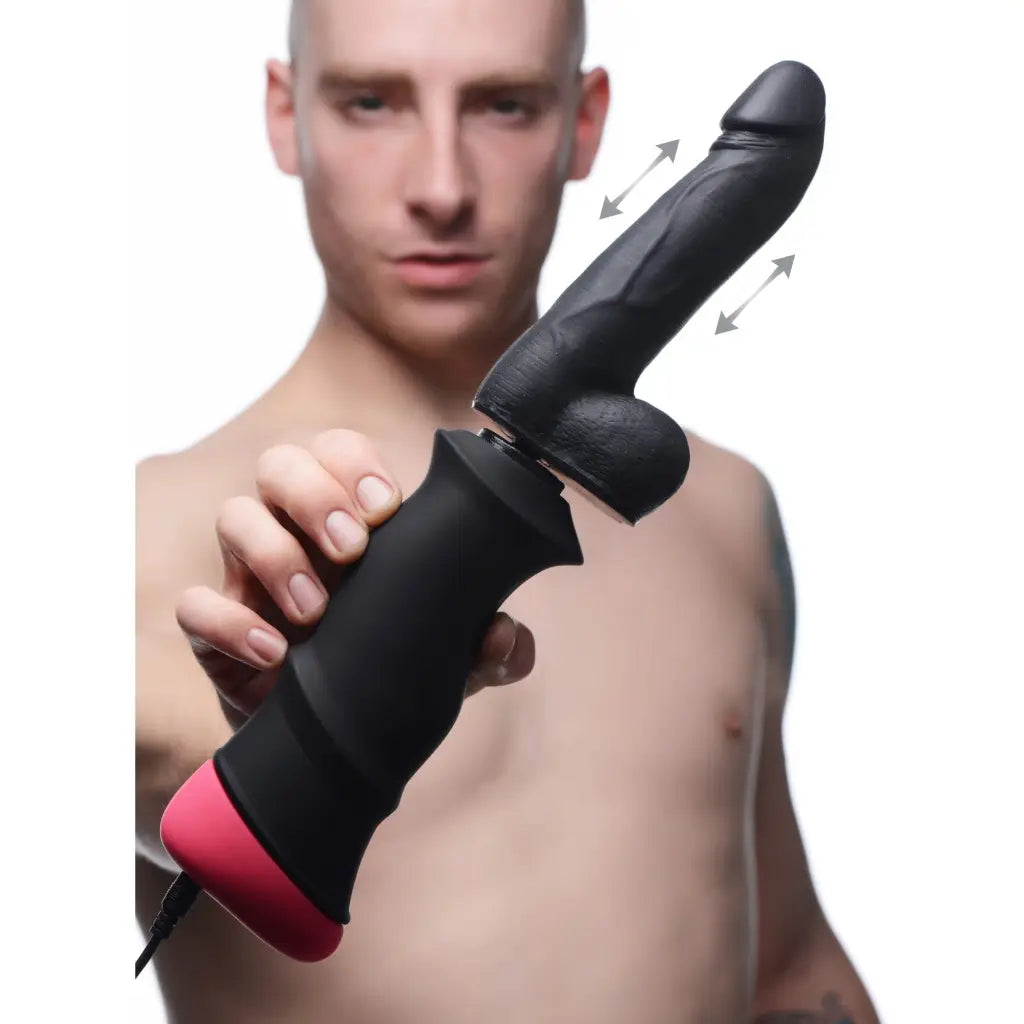 LoveBotz Thrusting Machine Black LoveBotz Mega-Pounder Hand-Held Thrusting Silicone Dildo at the Haus of Shag