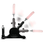 LoveBotz Robo Fuk Deluxe Adjustable Sex Machine: Black and Pink Device on White Background