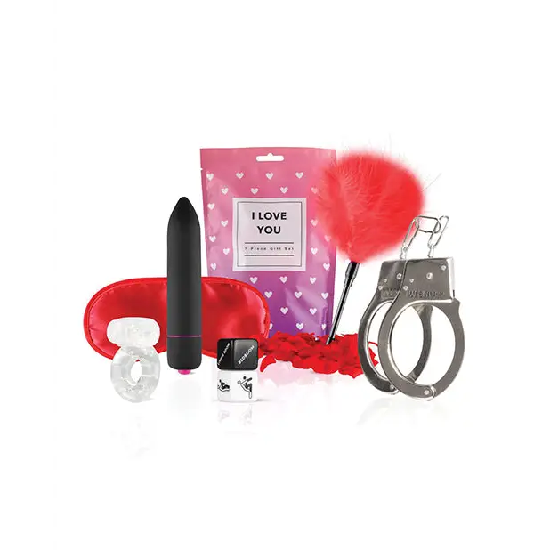 Loveboxxx I love You 7 Pc Gift Set - Red - Bondage Blindfolds & Restraints