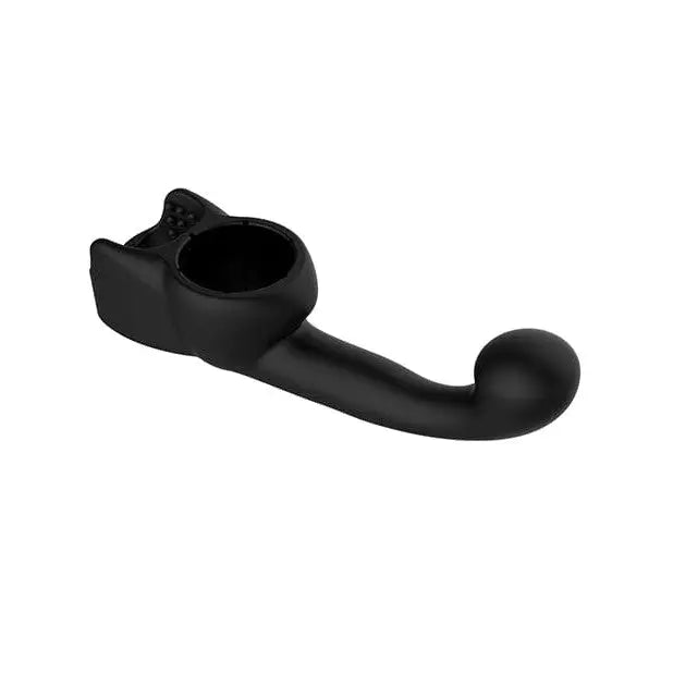 Close-up of Lovense Domi/Domi 2 black male attachment pipe holder on white background