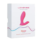 Lovense Flexer Dual Panty Vibrator - Pink curved vibrator in product packaging